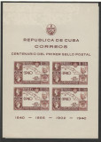 Cuba 1940 Mi 169 B bl 2 MNH - 100 de ani de timbre + MAPA PREZENTARE, Nestampilat