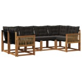 vidaXL Set de canapele de exterior cu pernă 6 pcs Natural și Negru 3382180