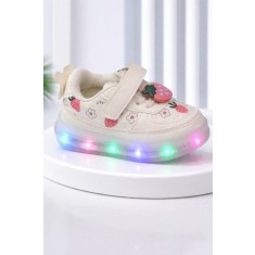 Adidasi albi cu luminite Capsunele (Marime Disponibila: Marimea 29)