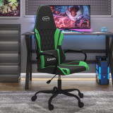 VidaXL Scaun de gaming de masaj, negru și verde, piele ecologică