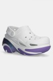 Crocs papuci Bubble Crush Reflector Clog femei, culoarea alb, cu platforma, 210743