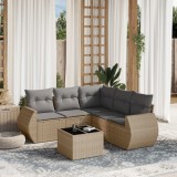 vidaXL Set canapele de grădină cu perne, 6 piese, bej, poliratan 3253696