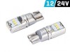 Set 2 Becuri LED W5W T10 Alb 6500K 12V/24V, 9 SMD 2016, 230 Lumeni, Canbus, Auto