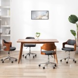 VidaXL Scaune bucătărie 4 buc, negru, lemn curbat &amp; piele ecologică