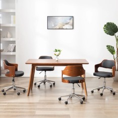 vidaXL Scaune bucătărie 4 buc, negru, lemn curbat &amp; piele ecologică