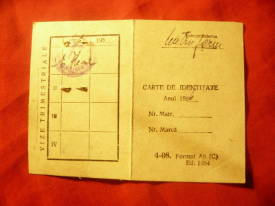 Carte de Identitate 1956 la Intreprinderea Centrofarm foto