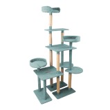 Ansamblu Joaca Pisici 7 Niveluri, 185cm, Albastru Deschis - Handmade, Durabil, Moale