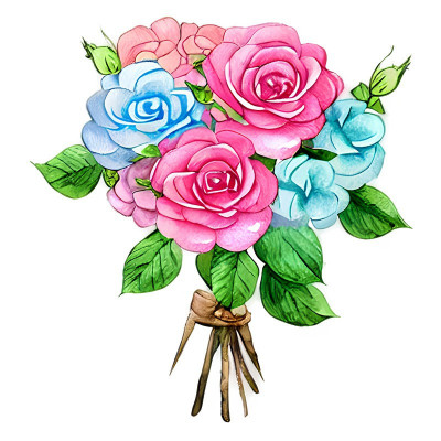 Sticker decorativ, Buchet Trandafiri, Roz, 66 cm, 10926ST foto