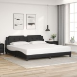 Cumpara ieftin Cadru de pat cu tăblie, negru, 200x200 cm, piele ecologică