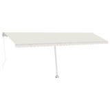 Cumpara ieftin Copertina manuala cu LED solar 6 x 3 m Crem 100% Polyester