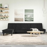 vidaXL Canapea &icirc;n formă de L negru 255x140x70 cm catifea