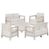 Set de mobilier de grădină Scandi Box max linea duo cu masă de depozitare din iută gri-bej pietriș