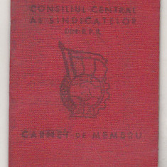 bnk div Consiliul Central al sindicatelor RPR 1964 - carnet de membru