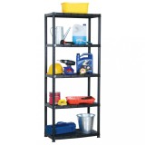 Cumpara ieftin Raft de depozitare cu 5 polițe, negru, 71x38x170 cm, plastic