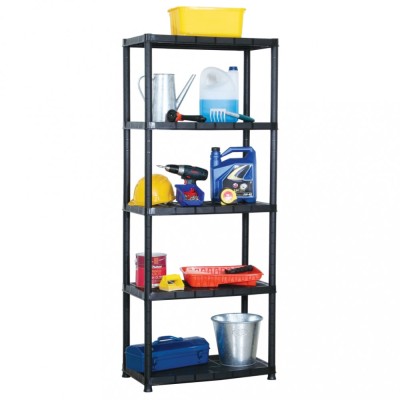Gossi raft de depozitare cu 5 polite, negru, 71x38x170 cm, plastic foto