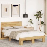 Cumpara ieftin Cadru de pat cu tăblie fără saltea 120x200 cm lemn masiv stejar