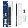 Set Creioane, Office Style, HB, Radieră, Ascuțitoare, Riglă 15cm, 9 Buc, Albastru/Auriu, Oem