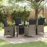 VidaXL Set de masă pentru grădină cu pernă 5 pcs Gri Rattan poli