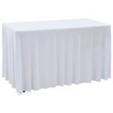 vidaXL Huse Elastice Masă Albe 120x60.5x74cm, Set 2 Bucăți, Poliester &amp; Elastan, Refolosibile, Huse Evenimente, Huse Mese Festivitati