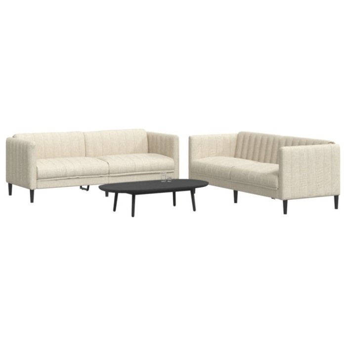vidaXL Set de canapele, 2 piese, crem, material textil 3209245