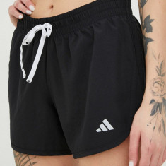 Adidas Performance pantaloni scurți de alergare Run It femei, culoarea negru, neted, medium waist