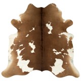 Cumpara ieftin Covor, maro si alb, 180x220 cm, piele naturala de vaca
