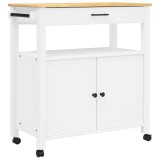 Cumpara ieftin Carucior de bucatarie &bdquo;MONZA&rdquo;, 84x40x88,5 cm, alb, lemn masiv de pin