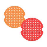 Cumpara ieftin Set 2 covorase pentru friteuza cu aer, diametru 23 cm, silicon, rosu, portocaliu