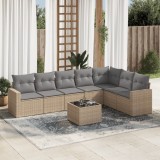 VidaXL Set canapele de grădină, 8 piese, cu perne, bej, poliratan