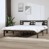 VidaXL Cadru de pat, gri, 200x200 cm, lemn masiv de pin