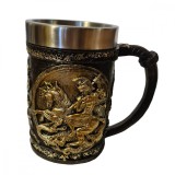 Halba de bere Dragonslayer, 500 ml, inox+rasina, Multicolora, Oem