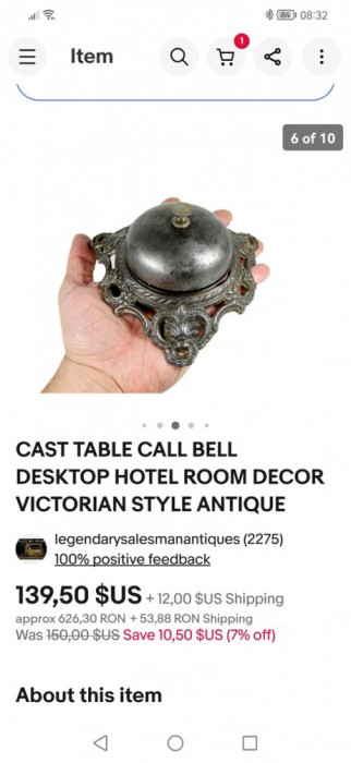 Sonerie vintage victoriana de camera de hotel