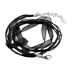 Baza colier organza cu snur cerat Crisalida, 43 cm, Negru
