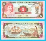 Nicaragua (pick 180) 5 Cordobas 1995 UNC; Cacique Diriangen