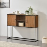 Comoda cu 2 usi Motala 90 x 108,5 x 30 cm efect lemn nunata inchisa/negru [en.casa] HausGarden Leisure, [en.casa]