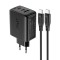 &Icirc;ncărcător 2 &icirc;n 1 Acefast, 2x USB tip C / USB 65W, PD, QC 3.0, AFC, FCP (set cu cablu), negru (A13-negru)