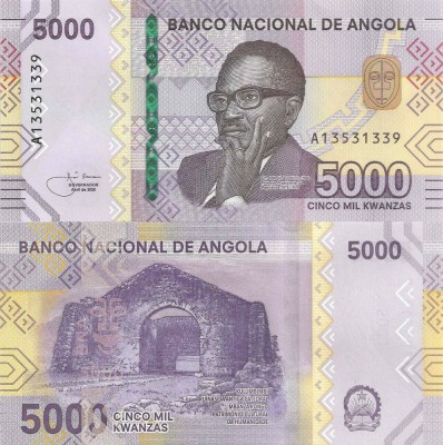 ANGOLA █ bancnota █ 5000 Kwanzas █ 2020 █ UNC █ necirculata foto