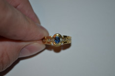 INEL AUR 18K + 4 Diamante = 0.08ct. + Safir = 0.30ct - Franta - Vintage ! foto