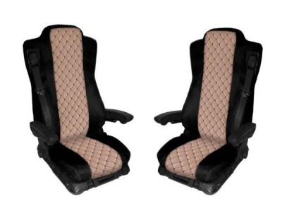 2 x Huse pentru Mercedes Actros MP4 EURO 6 2015-2021 Camioane Negru Bej Piele foto