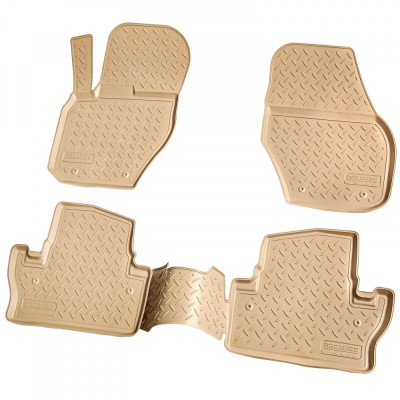 Set de 4 covorase bej cauciuc 3D stil tavita premium pentru Volvo V60, S60 2010-2018 foto