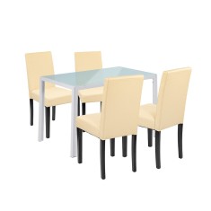 Leziter Set de masa Mira 4 1 alb-bej Mobalis Homvera