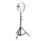 Lampa circulara Ring Light, 96 x LED SMD, 3 trepte lumina, alimentare USB, telecomanda pe fir, trepied inclus