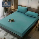 Cumpara ieftin Husa de Pat din Catifea cu Elastic si 2 Fete de Perna 50x70cm,180x200cm,Bleu-D133