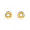 Cercei din aur galben - două cercuri și cerc de zirconii, &icirc;nchidere de tip fluturaș