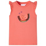 Tricou pentru copii cu m&acirc;neci cu volane, coral, 140