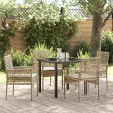 VidaXL Set de masă pentru grădină cu pernă 5 pcs Bej Rattan poli 3379892