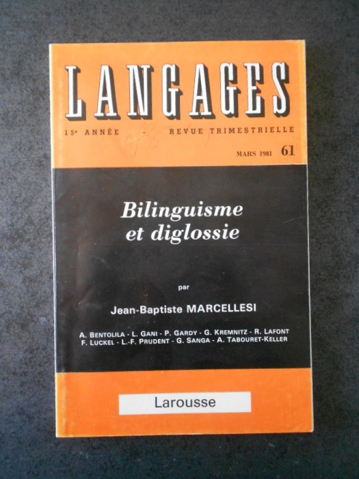 JEAN-BAPTISTE MARCELLESI - BILINGUISME ET DIGLOSSIE