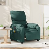 VidaXL Fotoliu electric de masaj rabatabil, verde &icirc;nchis, textil