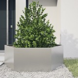 Jardiniera Gradina Gossi Hexagonala Otel Inoxidabil 138x120x45cm Ghiveci Exterior Inaltata Flori Legume Ierburi Aromatice Rezistenta Intemperii