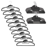 Set de 30 de umerase antiderapante pentru haine, din PE, cu carlig metalic rotativ, 41 cm, negru si gri Household NewTrend